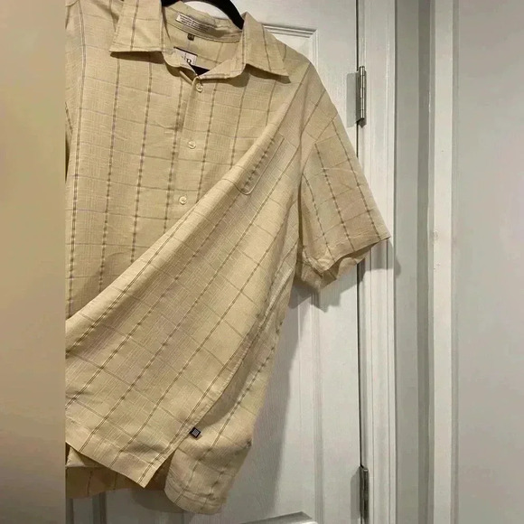 NWT Geoffrey Beene Men’s Beige Plaid Short Sleeve Collared Button Down Size 16 - Picture 6 of 12
